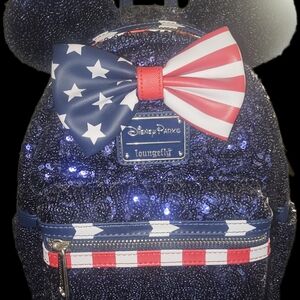 Disney Loungefly Backpack - Navy and Red with Stars